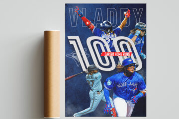 Vladdy 100 homerun design on a flat poster