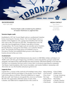 Toronto Maple Leafs Backgrounder
