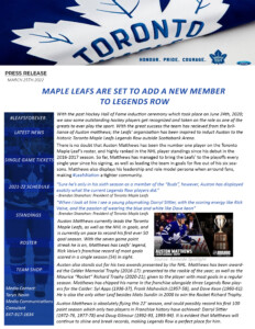 Toronto Maple Leafs Press Release