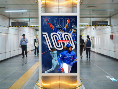 Vladdy 100 homerun poster subway station mockup
